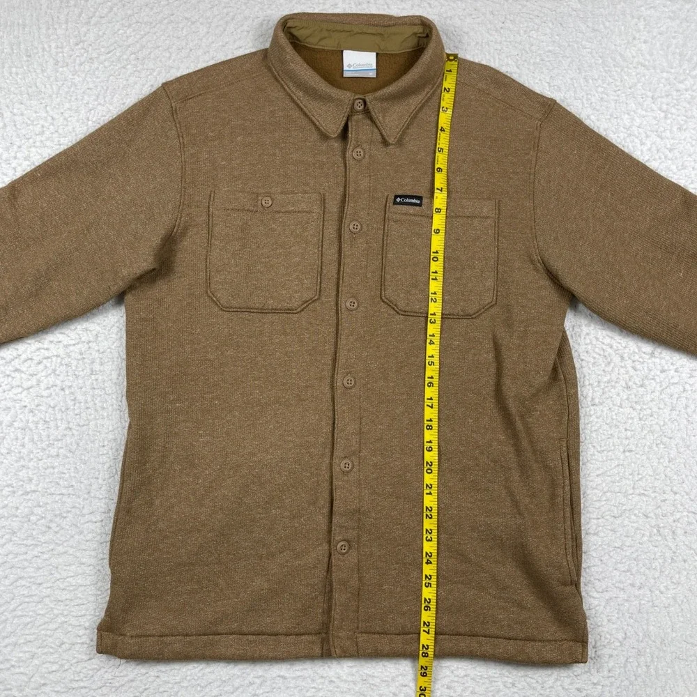 Columbia Shirt Jacket Mens Medium Brown Fleece Lined Rugged‎ Outdoor Shacket